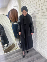 Kürklü Siyah Deri Ceket