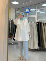 Bej Kapak Detaylı Tunik