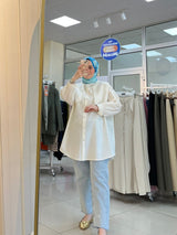 Bej Kapak Detaylı Tunik