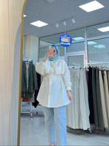 Bej Kapak Detaylı Tunik