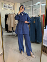 Beli Büzgülü Lacivert