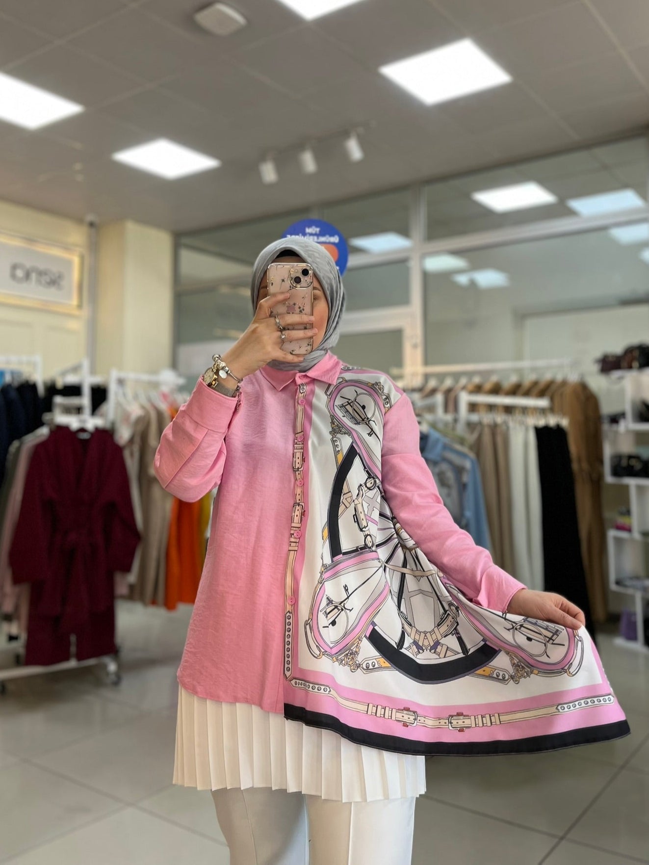 Şal Detaylı Gömlek - Pembe