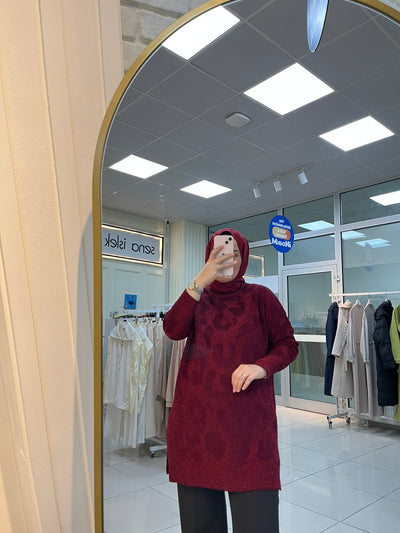 Simli Triko Kazak - Bordo