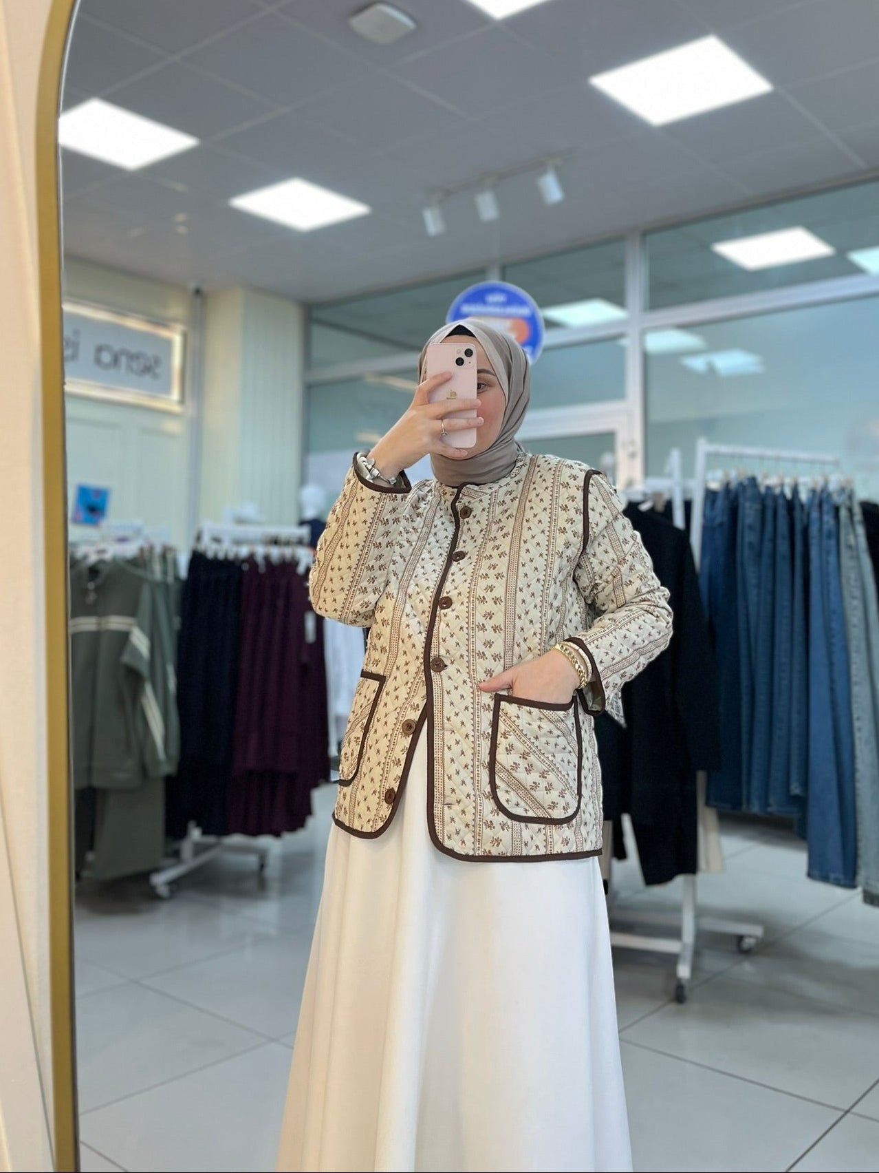 Etnik Desen Ceket - Acı Kahve