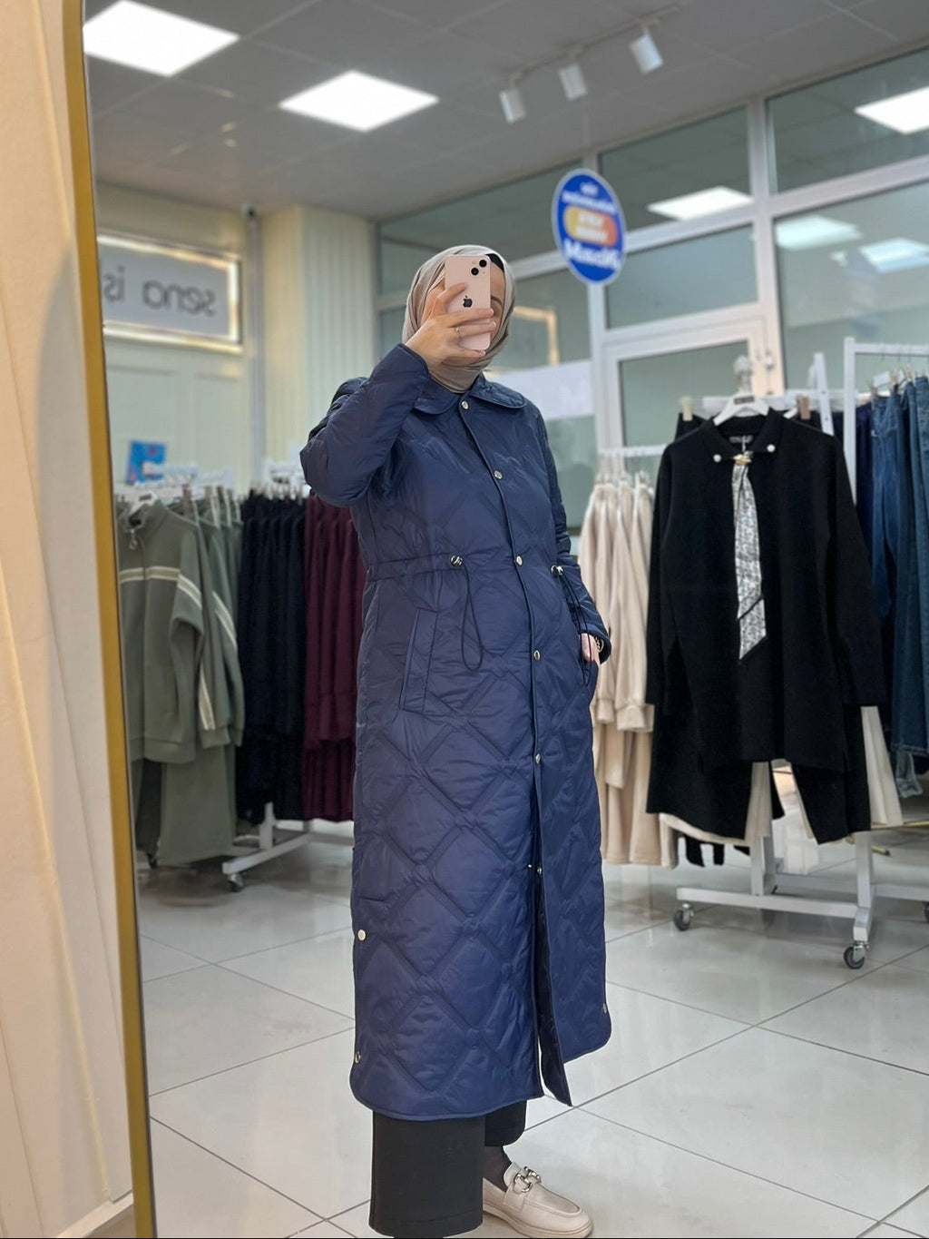 İnce Kapitone Mont - Lacivert