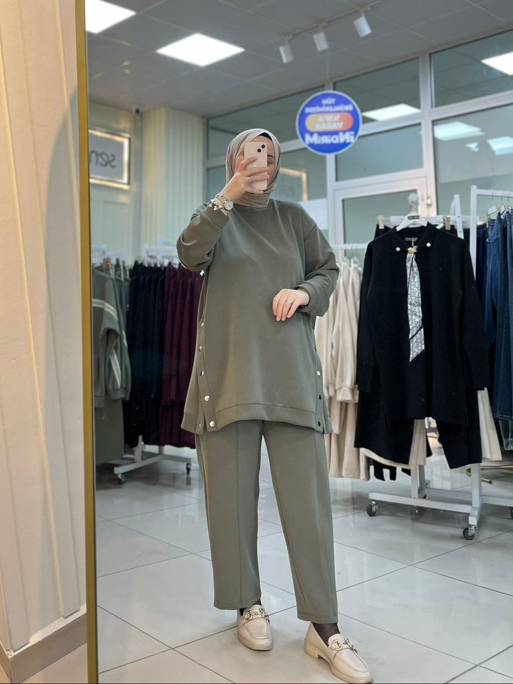 Çıtçıt Detaylı Oysho Takım - Haki Yeşil