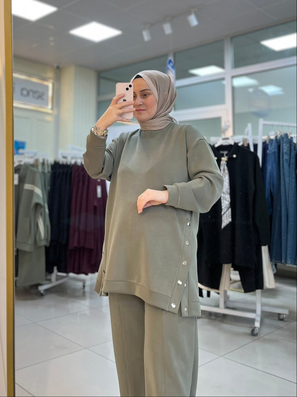Çıtçıt Detaylı Oysho Takım - Haki Yeşil