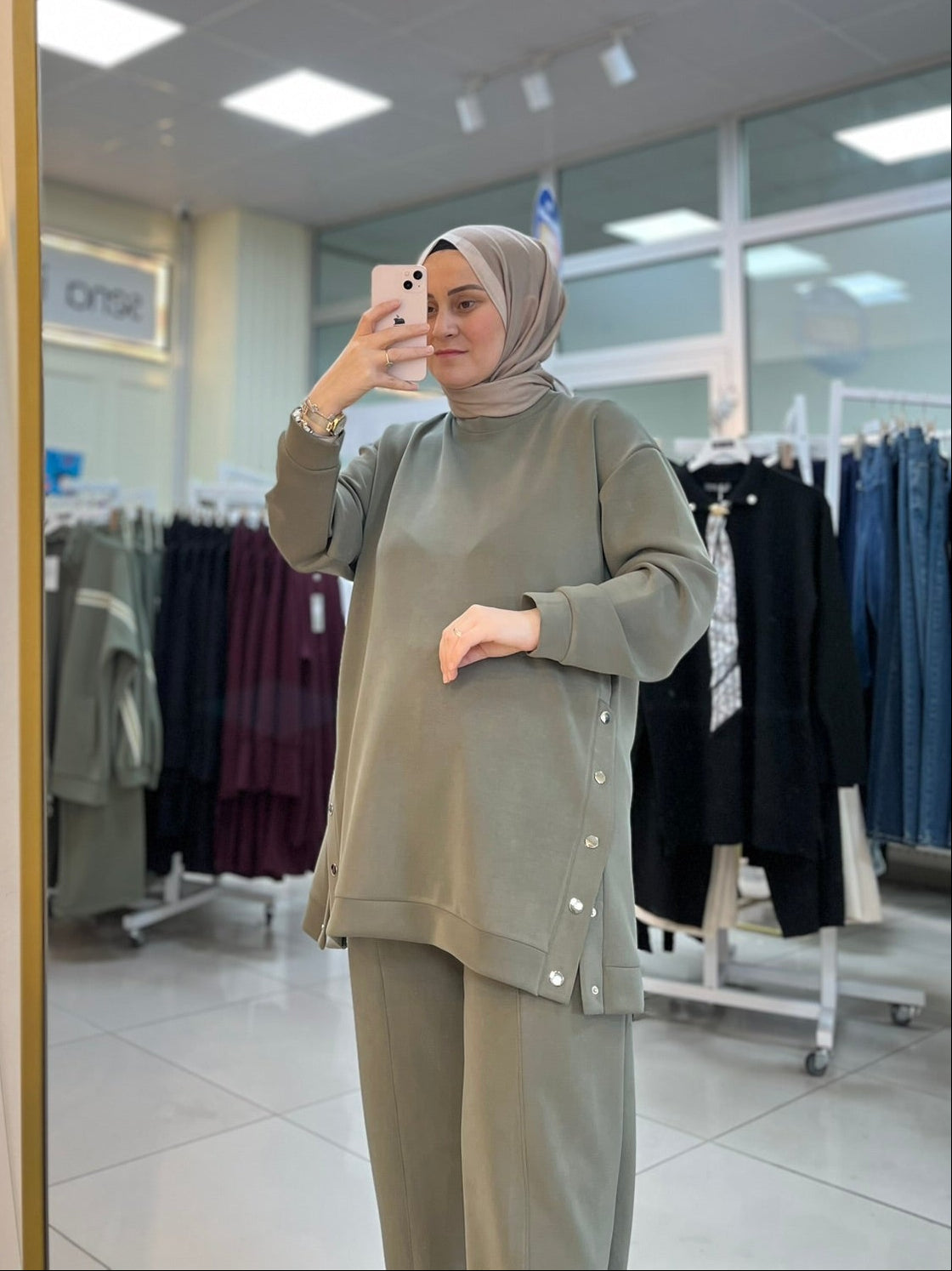Çıtçıt Detaylı Oysho Takım - Haki Yeşil