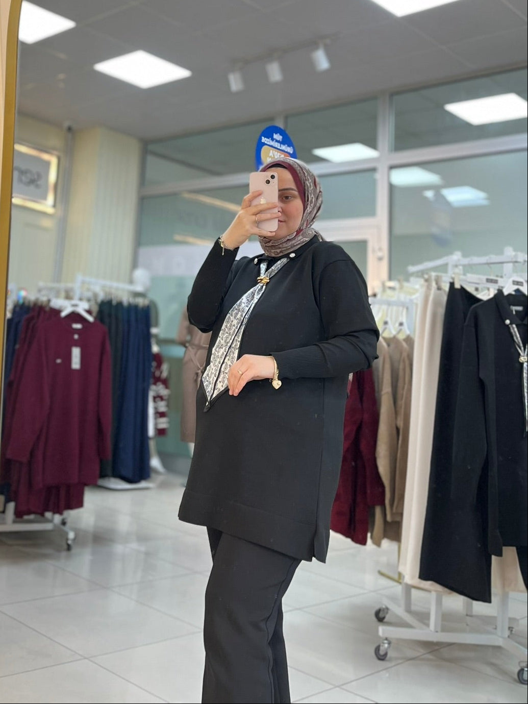 Şal Detaylı Merserize Tunik
