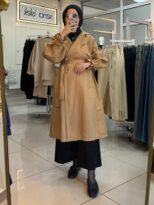 Moda Camel Trençkot