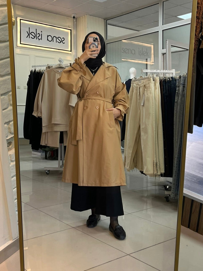 Moda Camel Trençkot