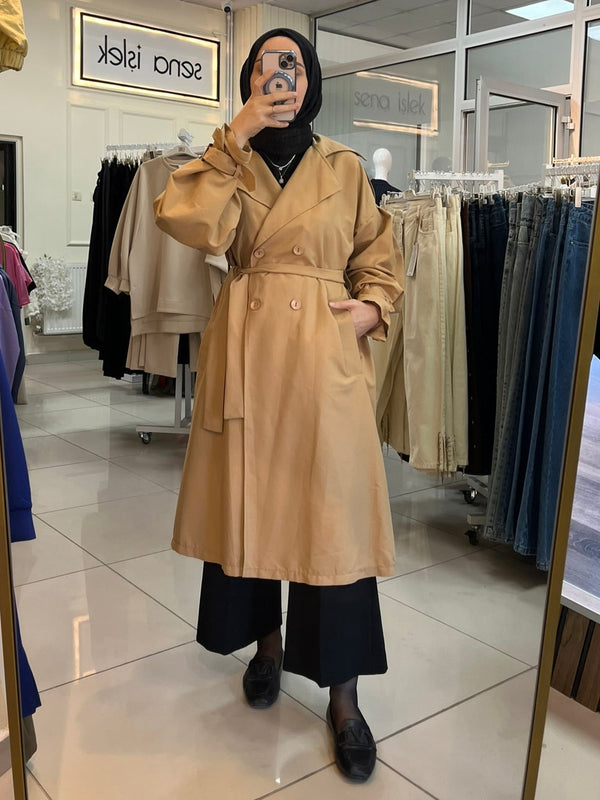 Moda Camel Trençkot