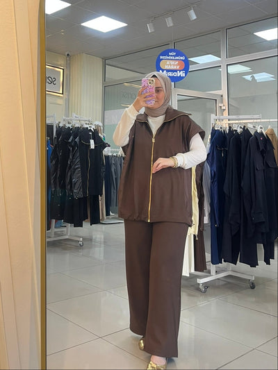 Yelekli Takım - Kahverengi